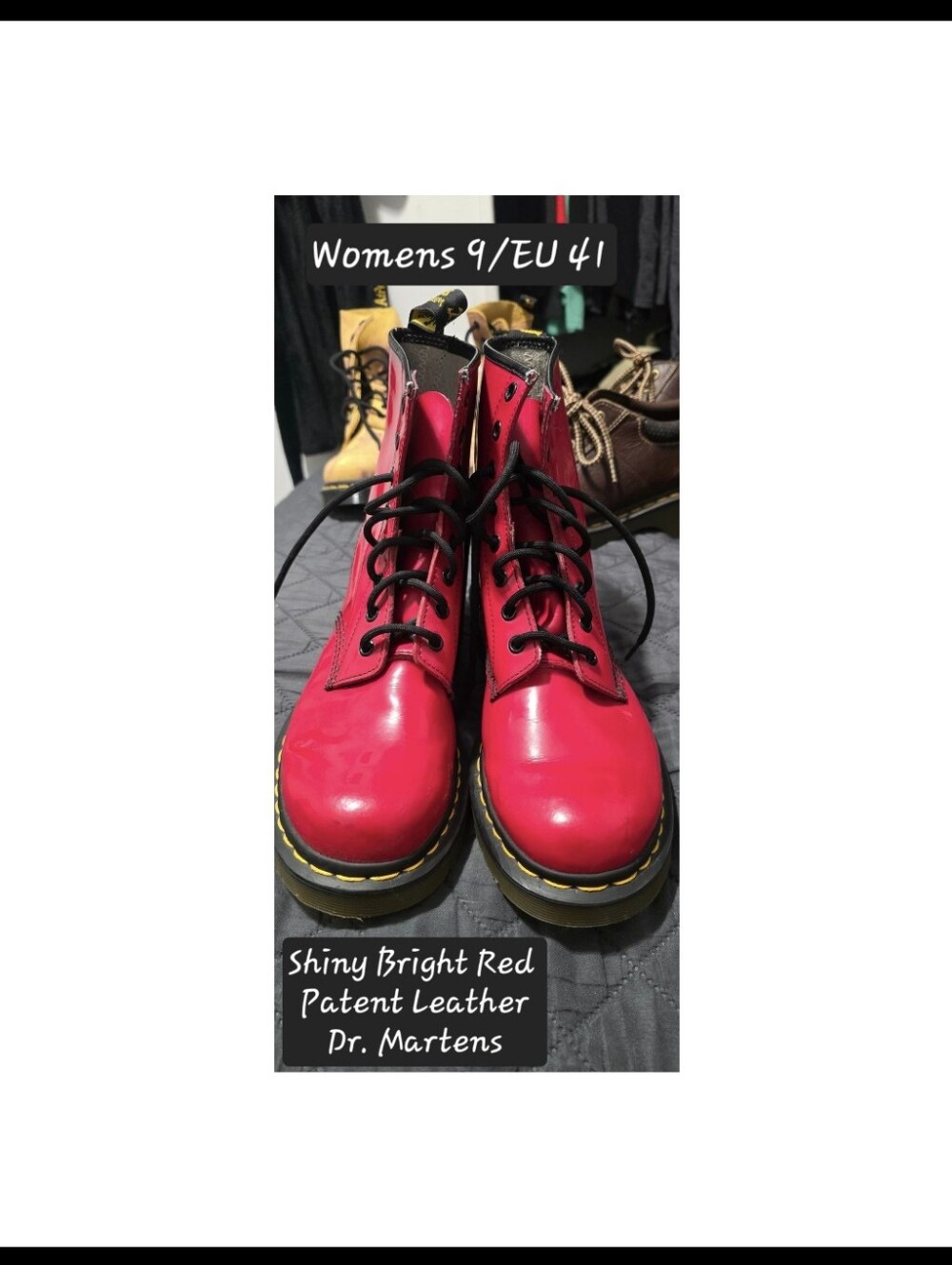Dr. Martens Women's Bright Red Patent Lace-Up Boots